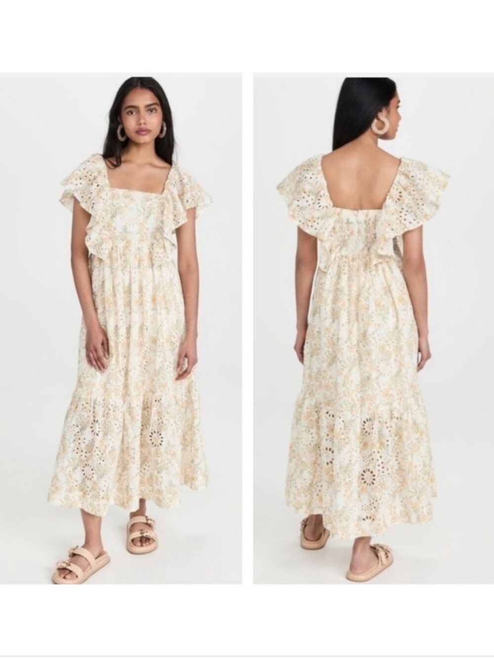 Revolve En Saison Cream Floral Eyelet Maxi Dress